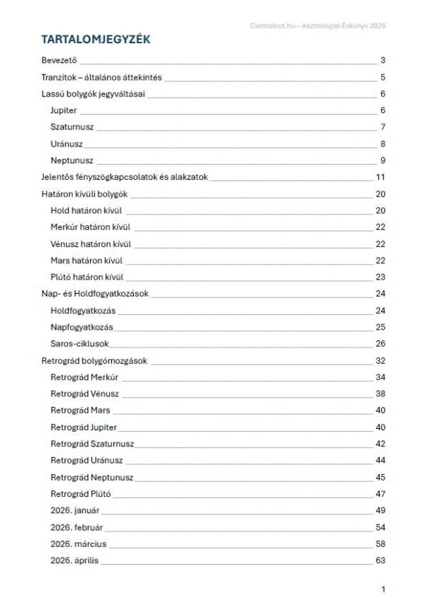 Centralnet Asztrológiai Évkönyv 2026 – 2 kép